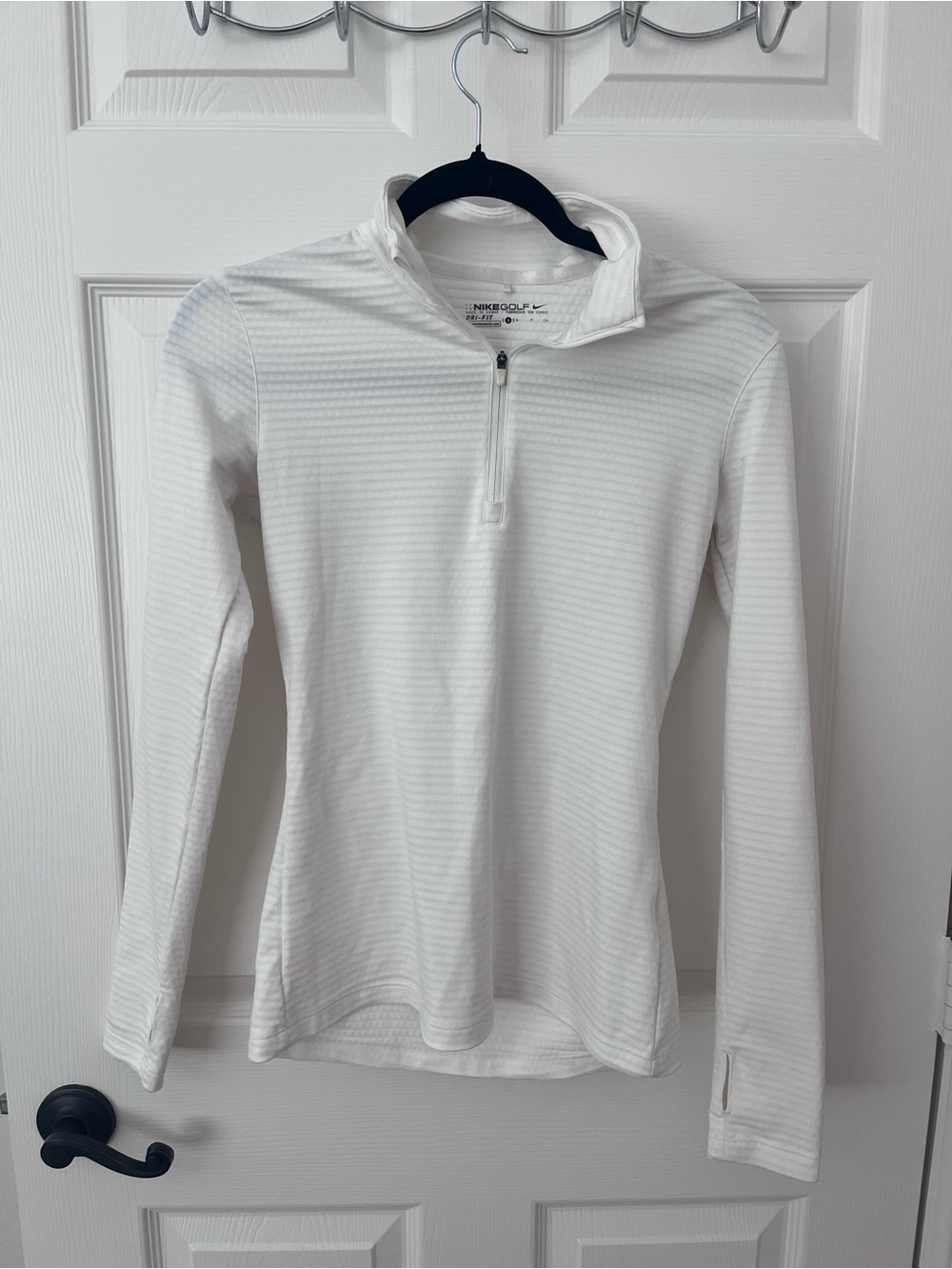 Nike White Long-Sleeve Quarter Zip Golf Top